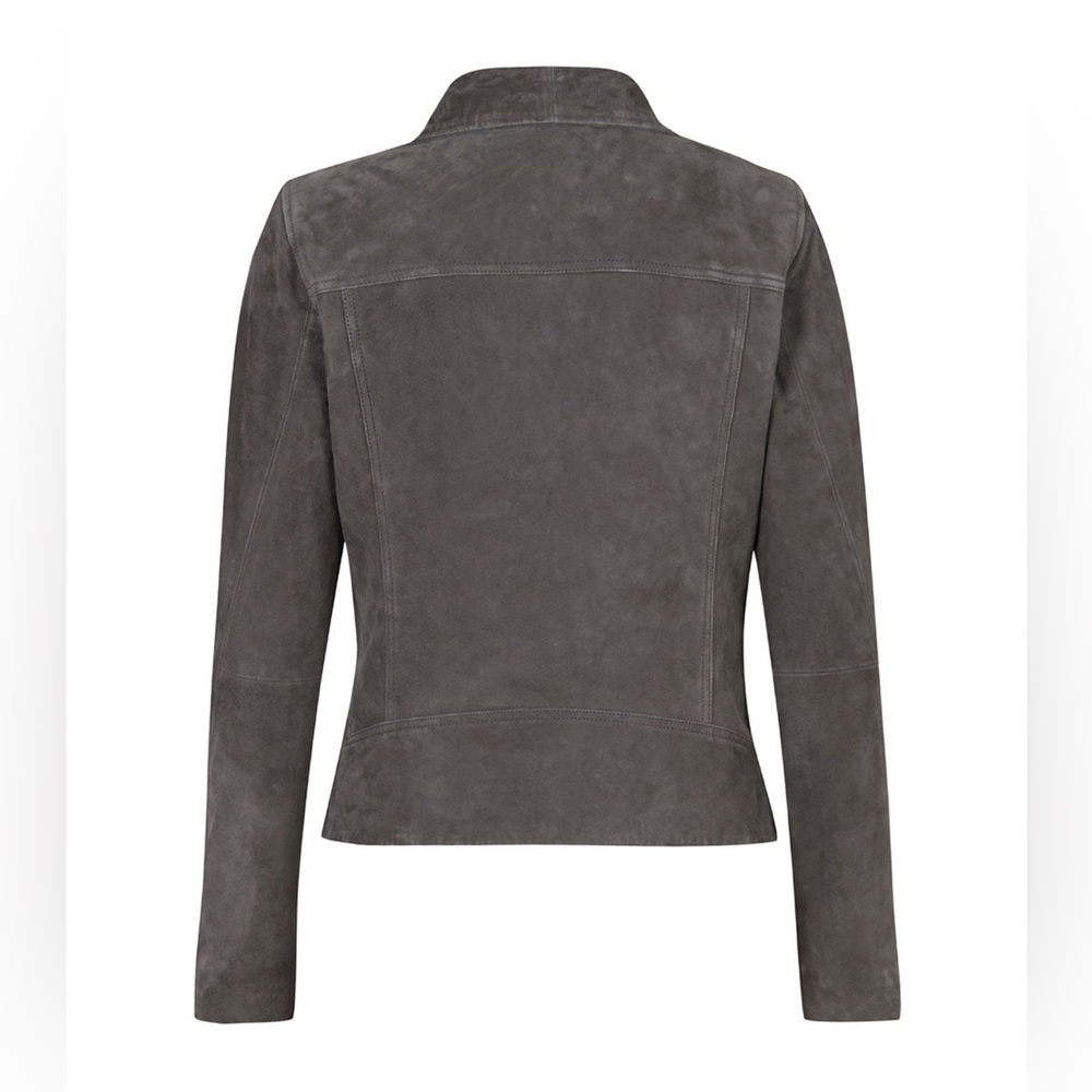 All saints Suede Ellis Leather Biker Jacket slate grey size 2 - Picture 5 of 11